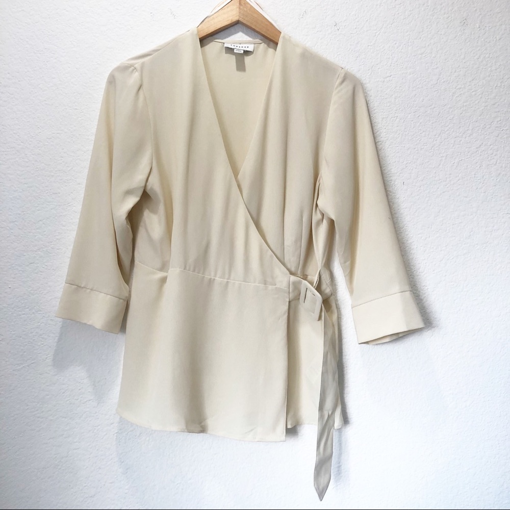 NWOT Topshop Belted Wrap Top, Size 8 - Picture 3 of 12
